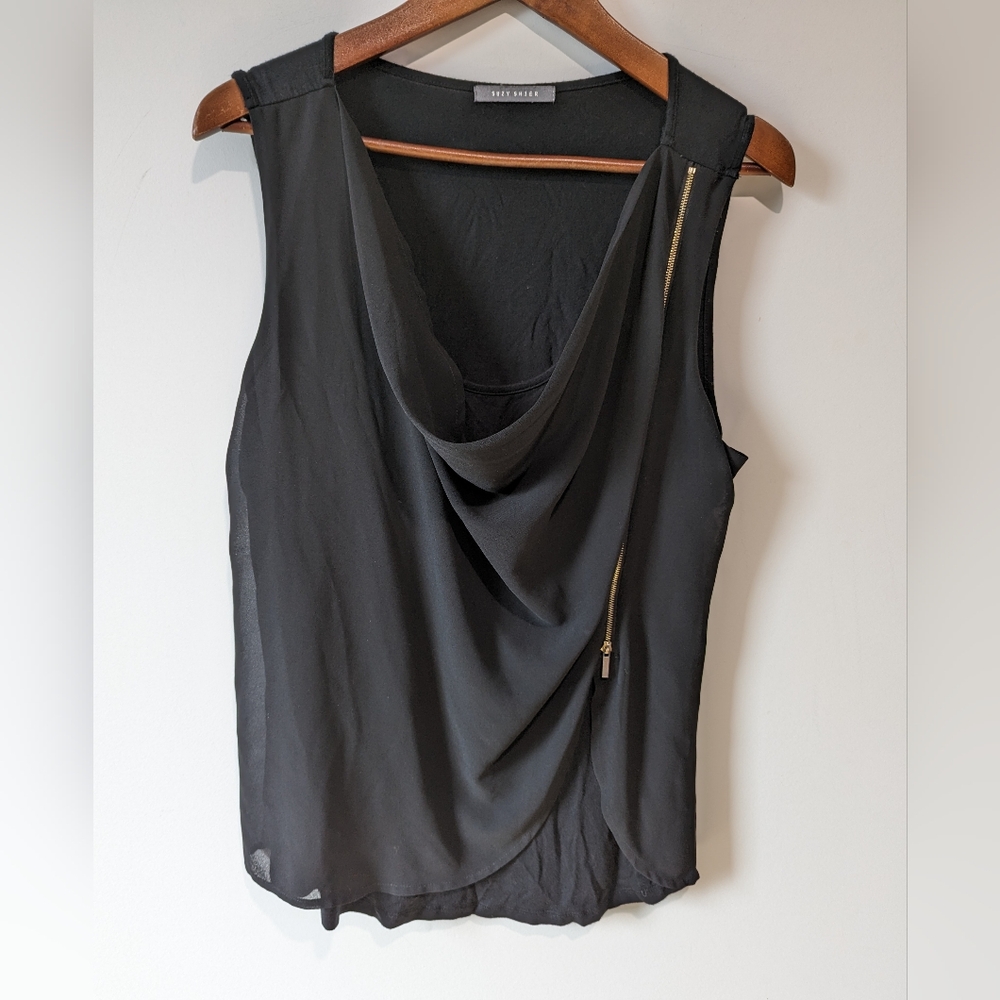 Suzy Shier Black Cami with Gold Detail Zipper